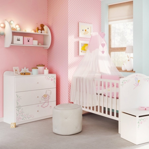 Set mobilier copii patut bebe, cufar, polite, comoda 3 sertare Magic Princess - 2KLNE #3